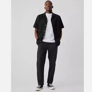 GAP GapFlex Easy Essential Pants Black Size Large Elastic Tie Waist RT$60 NWT